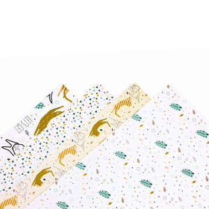 Gift wrapping paper set with leopard print and tropical leaves for DIY birthday presents