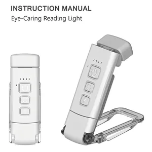 Portable USB rechargeable LED reading light with adjustable clip and foldable neck