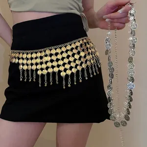Bohemian Metal Waist Chain Round Coin Pendants Multilayer Tassel Belt Vintage Ethnic Style For Women