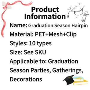 Graduation party hair clip set with PET mesh doctor caps and mini diplomas for photos
