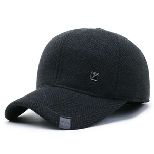Men's winter herringbone wool baseball cap with metallic Z detail in dark grey finish
