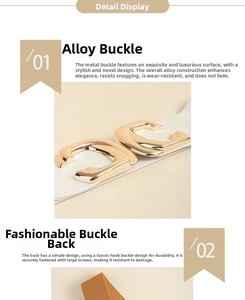 Close-up of golden geometric metal buckle and fastener on white elastic waist belt