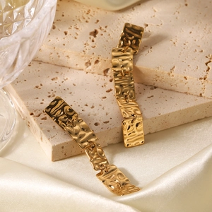 Hammered Texture Square Dangle Earrings Stainless Steel Gold Plated Linear Drop Jewelry For Women Hypoallergenic