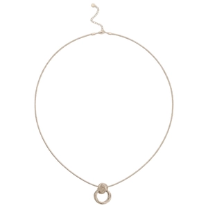 Minimalist gold multi-layered circular pendant necklace with fine snake chain and adjustable link