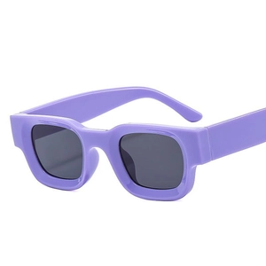 Retro purple square frame sunglasses with dark lenses for punk fashion style