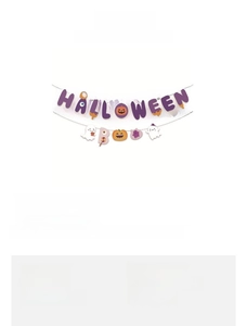 Detail of 16cm Halloween banner set with ghosts and pumpkins on a white background