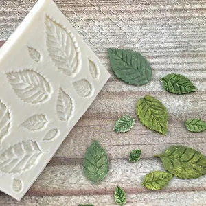 Leaf texture silicone fondant mold with multiple vein patterns for DIY cake decoration