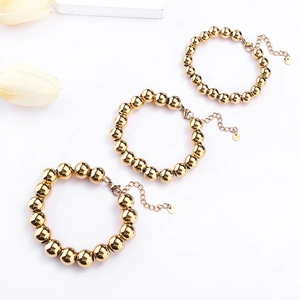 Polished gold beaded bracelets with secure lobster clasp and adjustable extension chain