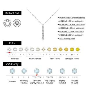 S925 sterling silver Y-shaped tassel necklace with D color VVS1 moissanite pendants