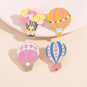 Hot Air Balloon Enamel Brooches Alloy Drip Oil Cartoon Heart Badge Fashion Backpack Lapel Pin Decor For Students
