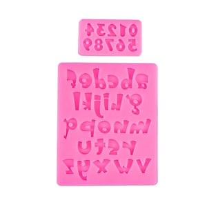 Pink silicone alphabet and number molds for DIY fondant cake and chocolate decoration