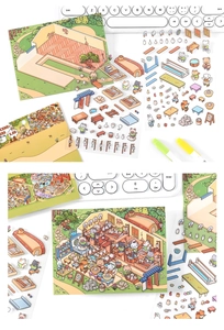 Detailed macro view of 2.5D Japanese style DIY stationery stickers with cat and bear icons