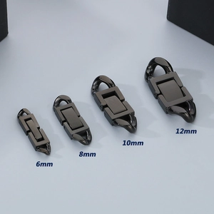 Black stainless steel jewelry clasps for necklaces in 6mm, 8mm, 10mm, and 12mm sizes