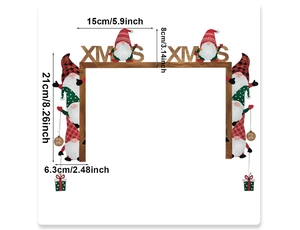 Christmas door frame decor with wooden XMAS letters and gnome featuring size measurements