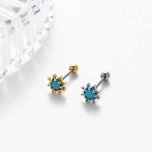 Surgical steel turquoise screw-back stud earrings in gold and silver finishes