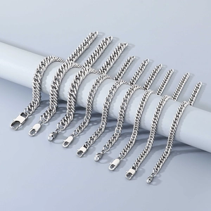 Stainless Steel Curb Chain Bracelet Cuban Link For Men Women Unisex Electric Polished Fashion Jewelry