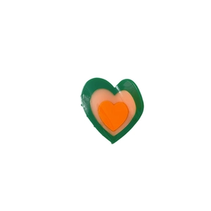 Three-layer candy heart hair claw clip in green, orange, and peach acetate resin