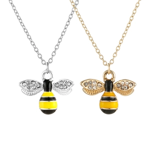 Mini Collana Con Ciondolo Ape Lega Smalto Colorato Con Strass Catena Di Clavicola Scintillante Gioielli Per Donne