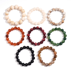 Minimalist geometric acrylic bead bracelets in assorted marble and resin colors