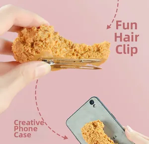 Accessorio realistico a coscia di pollo fritto in PVC per fermaglio e cover del telefono