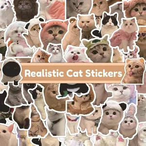 Realistic Cute Cat Dog Stickers Waterproof Decals For Laptop Water Bottle Scrapbooking Journaling Creative Decoration