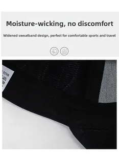 Detail of widened sweatband and breathable mesh lining inside a black baseball cap