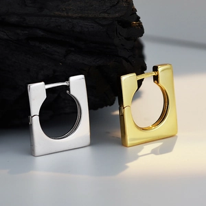 925 Sterling Silver Minimalist Square Hoop Earrings For Women Men Geometric Cold Style Gold Silver Plated Jewelry Gift