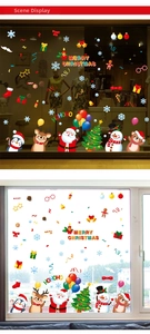 Detailed display of Christmas window stickers with Santa, reindeer and snowman decals