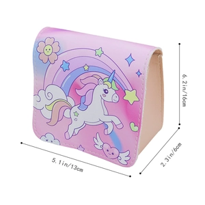 Detailed view of pink unicorn cross-body bag dimensions 13x16x6cm with pearl handle
