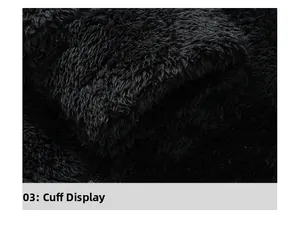 Close-up of the thick fleece cuff detail on a black hooded sweatshirt for winter warmth