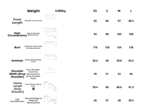 Detailed size guide table with measurements for faux leather bomber jacket
