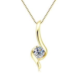 Elegant gold necklace with sparkling zircon pendant on a delicate box chain for women