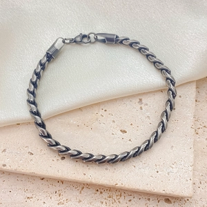 Bracciale a corda vintage in acciaio inossidabile 304 con chiusura a moschettone