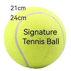 Inflatable 8 to 9 inch oversized fluorescent yellow tennis ball for signatures and gifts