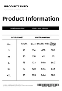 Size chart for men's plaid collar jacket with measurements for S to XXL in centimeters