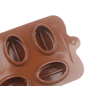4-cavity brown silicone mold for coffee bean shaped chocolate and cake baking