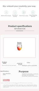 Detailed chart showing 3mm acrylic spacer beads specifications for DIY jewelry making