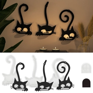 Stampo in silicone fai-da-te per candelabri a muro a forma di gatto con vari design