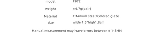 Detailed size and material specs for C-shaped bamboo enamel titanium steel earrings