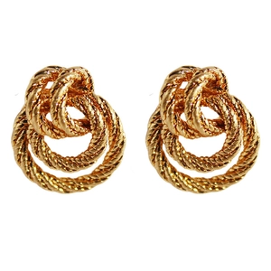 Vintage gold triple spiral twist stud earrings with elegant metallic rope texture