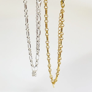 925 Sterling Silver Bold Chain Choker Necklace Minimalist Figaro Link For Women High Polish Gold Plated Jewelry Gift