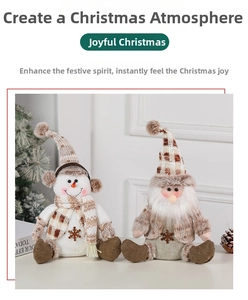 Handcrafted Christmas snowman and gnome plush dolls with knit scarves and snowflake buttons