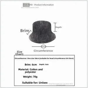 Tableau des tailles détaillé pour le chapeau bob réversible avec les dimensions