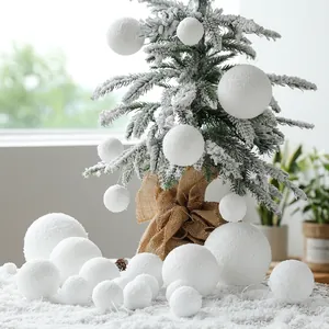 White Snowball Christmas Tree Ornaments Hanging Foam Balls For Holiday Party Wedding Shop Window Decoration