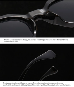 Detailed close-up of soft silicone nose pads and ergonomic temple tips on black sunglasses