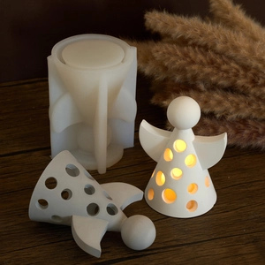European hollow angel silicone mold for DIY plaster candle holders and ambient lamps
