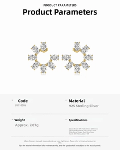 Detailed size and material specs for S925 silver hoop earrings with oval zircons