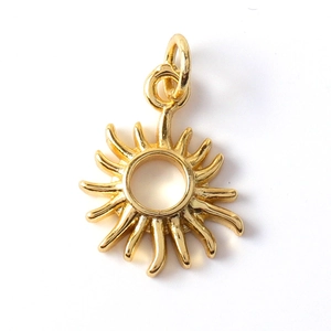 Golden sun-shaped metal charm pendant for DIY bracelets and earrings jewelry making