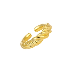 Elegant S925 sterling silver twist rope ring with polished golden finish and open design