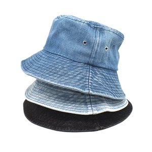 Unisex Vintage Washed Denim Bucket Hat Distressed Cotton Sun Hat Foldable Summer Fisherman Cap For Outdoor Travel Sun Protection